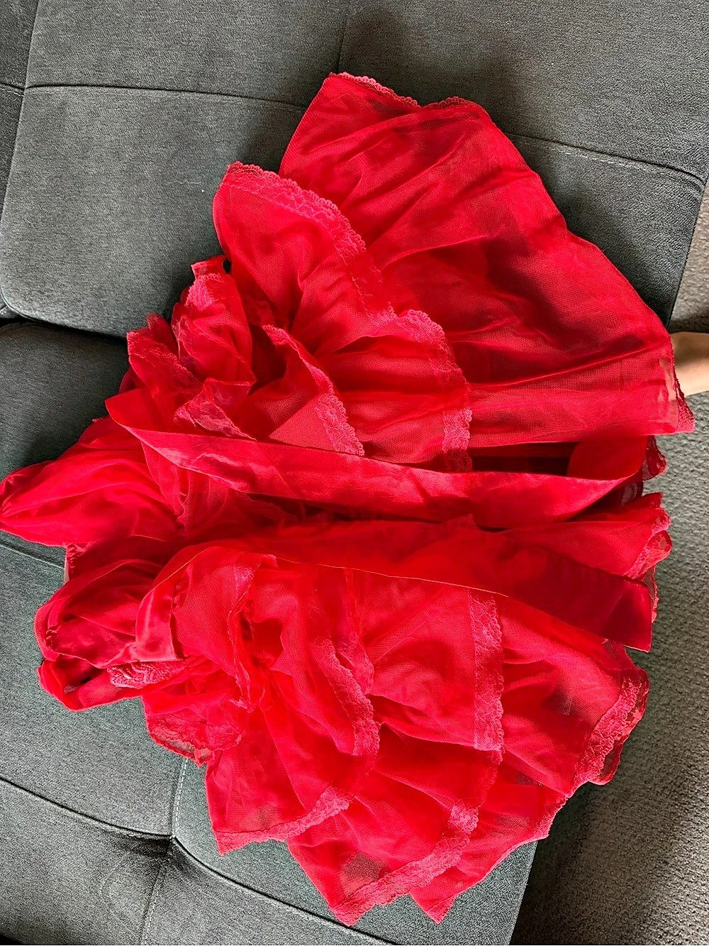 Red Ruffle Party Dress - Picture 5 of 7